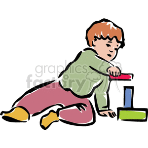 Boy playing with blocks clipart. Commercial use image # 159190