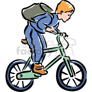 Child riding a bicycle clipart. Commercial use image # 159220
