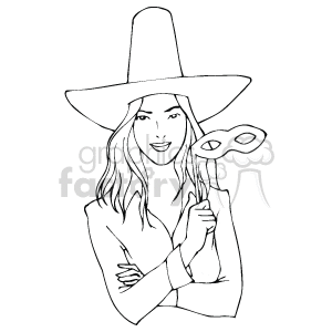 Pretty lady in her halloween witch costume. clipart. Commercial use image # 144790