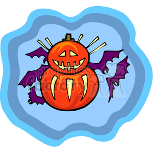 Pumpkins with bats flying around clipart. Royalty-free image # 374549