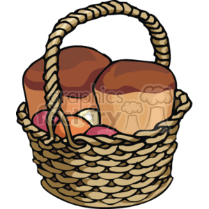 Basket of bread clipart. Commercial use image # 145619