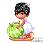 clipart - Animated child holding a watermelon.