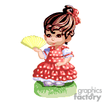 Animated girl holding a chinese fan clipart. Commercial use image # 376036