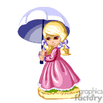 Animated girl holding an umbrella