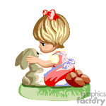 Animated child petting a little rabbit clipart. Royalty-free image # 376074