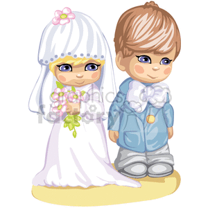Two Cute Children Dressed for a Wedding clipart. Commercial use image # 376179