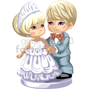 A girl in a wedding dress with her groom standing beside her animation. Commercial use animation # 376199