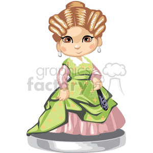 A girl in a green and pink party dress clipart.