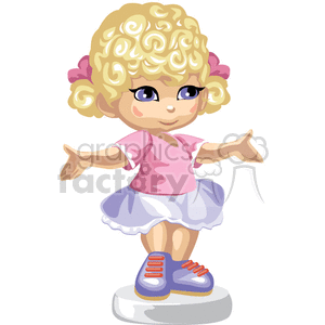 clipart - A Blonde Haired Girl with a Pink Shirt Holding her arms out.