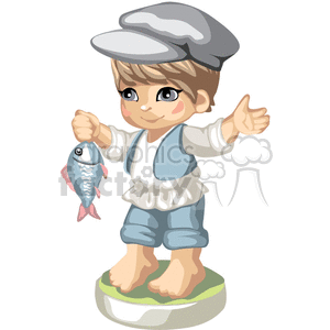 clipart - A little boy fisherman.