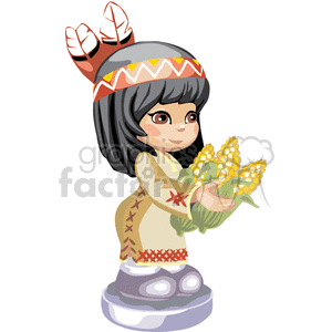 Little native american girl laid and holding a bowl of corns clipart  #376282 at Graphics Factory.