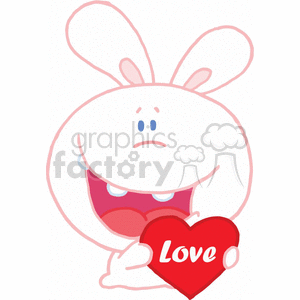 Cute White Bunny Holding a Red Heart with Love on it clipart. Commercial use image # 377176