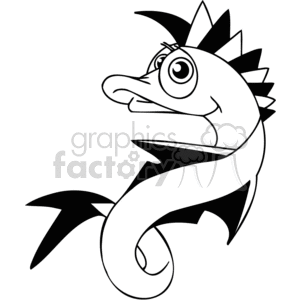 clipart - black and white eel.
