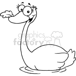 black and white swan a swimming clipart.