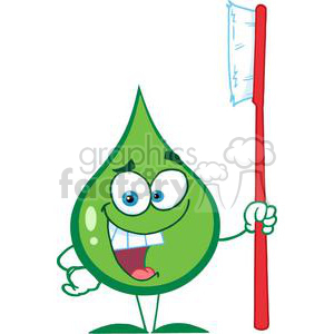 3021-Green-Toothpaste-Character-Holding-A-Toothbrush clipart. Commercial use image # 380310