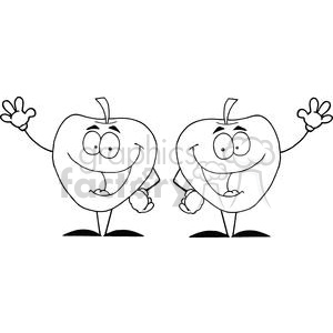 2848-Happy-Cartoon-Apples-Waving-A-Greeting clipart. Royalty-free image # 380335
