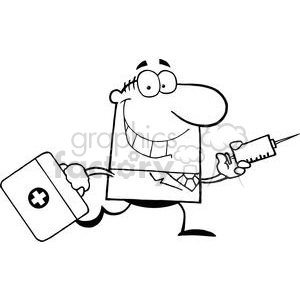 2901-Doctor-Running-With-A-Syringe-And-Bag clipart. Commercial use image # 380345