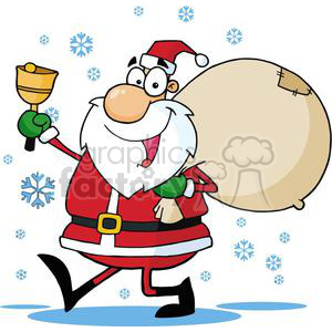 cartoon funny illustration Christmas santa sleigh