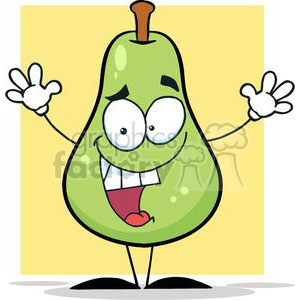2865-Happy-Green-Pear-Cartoon-Character clipart.