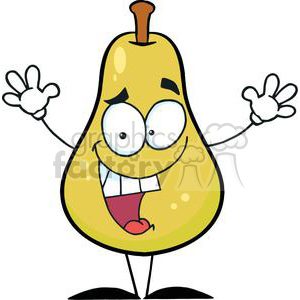 2866-Happy-Yellow-Pear-Cartoon-Character clipart.