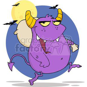 3130-Happy-Monster-Runs-With-Bag clipart. Royalty-free image # 380569