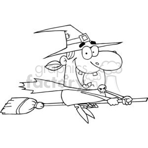 cartoon vector occassions funny Halloween October witch scary black white