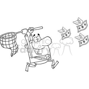3294-Happy-Businessman-Chasing-Money clipart. Commercial use image # 380639