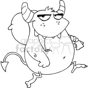 clipart - 3128-Happy-Monster-Runs-With-Bag.