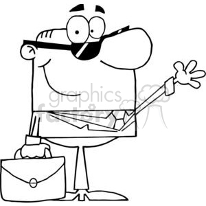 3235-Friendly-Businessman-Waving-A-Greeting clipart. Commercial use image # 380719