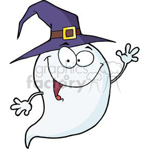 3202-Happy-Halloween-Ghost-Flying clipart. Commercial use image # 380739