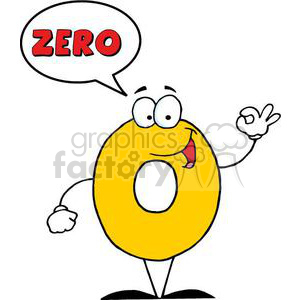 3451-Friendly-Number-0-Zero-Guy-With-Speech-Bubble clipart. Royalty-free image # 380845