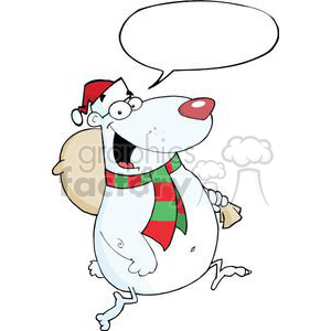 3322-Happy-Santa-Bear-Runs-With-Bag clipart. Royalty-free image # 380895