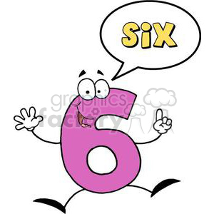 3457-Friendly-Number-6-Six-Guy-With-Speech-Bubble clipart. Commercial use image # 380925