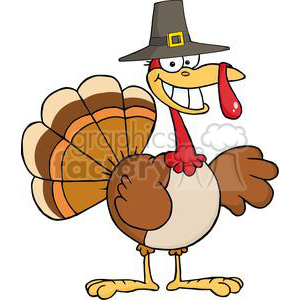 3515-Happy-Holidays-Greeting-With-Turkey-Cartoon-Character clipart.