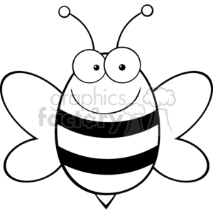 black and white bee clipart. Commercial use image # 382098