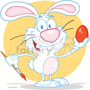 cartoon funny vector Easter rabbit happy bunny egg eggs paint painting
