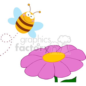 bee flying above a flower clipart. Commercial use image # 382153