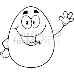 black and white jellybean waving hi clipart. Commercial use image # 382158