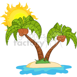 cartoon funny vector sun sunshine island islands palm tree trees tropical tree