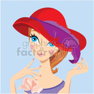 cartoon vector girl girls women cute pretty lady red+hat hats society face