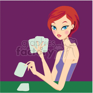 clipart - girl playing cards.