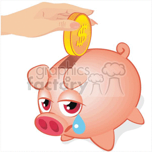 sad piggy bank clipart. Commercial use image # 382258