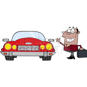 4328-African-American-Businessman-Waving-To-Convertible-Car clipart. Royalty-free image # 382332