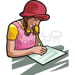 Cartoon student doing an assignment  clipart. Commercial use image # 382449