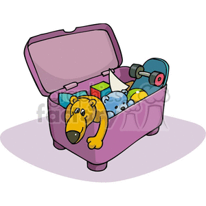 Cartoon toy box full of toys clipart. Royalty-free image # 382484