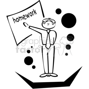 Black and white outline of a teaching giving out homework