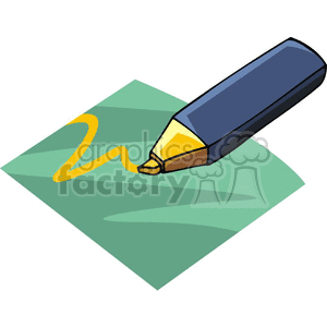 Cartoon yellow highlighter marker  clipart.