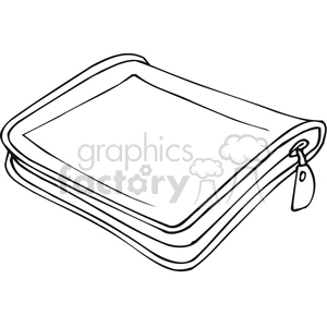 Black and white outline of an organizer with zipper  clipart.