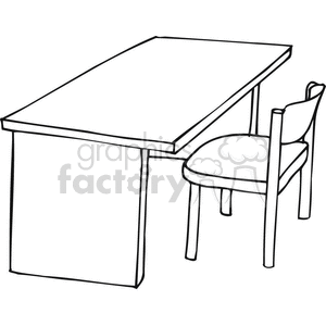 Black and white outline of a chair and desk clipart. #382843 | Graphics ...