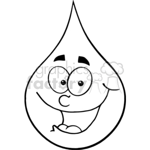 black and white outline of a water drop clipart. Royalty-free image # 383292